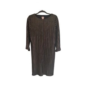 Chico's NWT Gold & Black Velvet Stripe Shift Dress Small (Oversized) MSRP $139